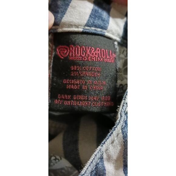 Rock & Roll Denim Womens Stripe High-Rise Flare Jeans tag 30x34 actual 30Wx31L - Picture 8 of 11